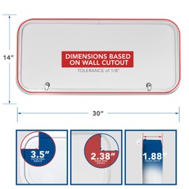 Leisure Coachworks RV Baggage Door 30" Wide X 14" High with Rounded Corners and Thumblocks for RV's- Compartment Access Storage Doors with Top Hinge- Camper Trailer Motor Home