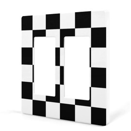 SEPTYK Black White Race Checkered Flag Pattern Light Switch Wall Plate Faceplate Cover Double Rocker 2 Gang Decorator Outlet Receptacle Covers for Home Kitchen Room Bathroom Decor