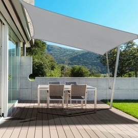 PureFit Rectangle Sun Shade Sails Outdoor 10 x 13 ft - Sun Protection Sunshades UV Block Shade Canopy, Patio Shades for Backyard, Deck and Lawn, Grey