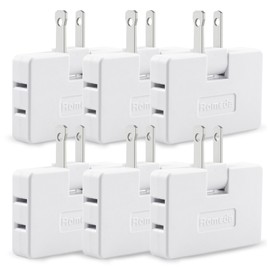6 Pack AC Flat Wall Outlet Extender Flat Plug Adapter Outlet, Fold-Able 3 Way Wall Adapter Mani Plug for Home and Travel (White)