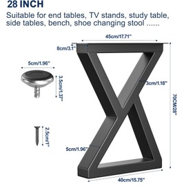 Likapop 28" Metal Table Legs, Bench Legs Chair Legs, Heavy Duty Desk Legs Coffee Table Legs, Black Metal End Table Legs, DIY Furniture Legs (28" Z-Type)