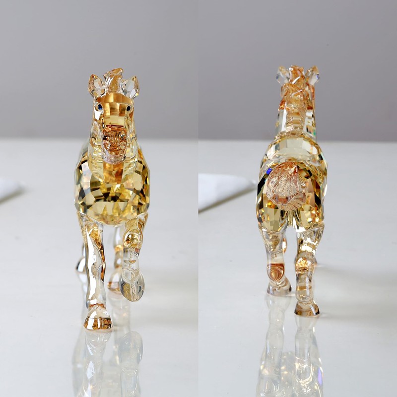 Crystal Horse Realistic Animal Art Figure Collection Table Decoration Statue