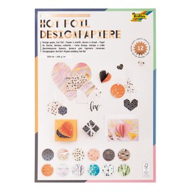 folia 11849 Designer Paper Pad Hotfoil, DIN A4, 165 g/m², 12 Sheets Assorted in Various Designs, High-Quality Illustrated Paper with Hot Foil Application