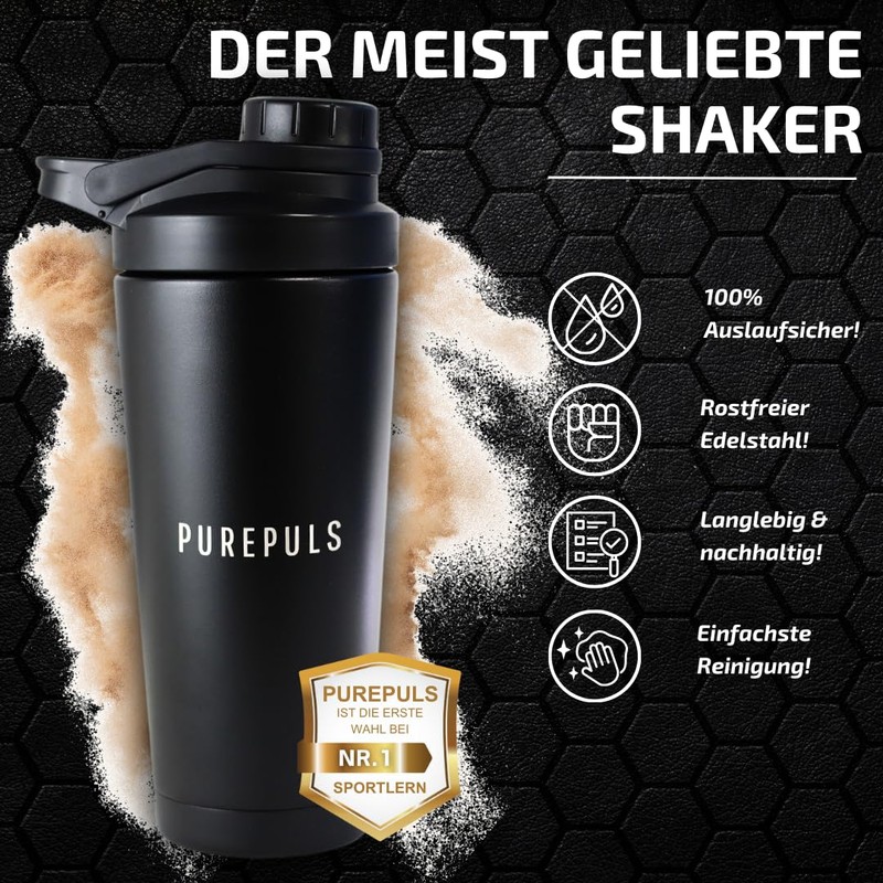 PUREPULS Stainless Steel Protein Shaker 750 ml
