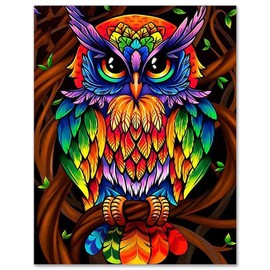 Diamond Painting Set with Pen for Adults and Children, 30 x 40 cm, Round Stones, 5D Diamond Painting XXL 2024, Owl Motif