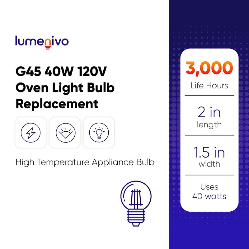 lumenivo G45 Oven Light Bulb Replacement 40 Watt Appliance Bulb