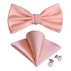 GUSLESON Rose Gold Bow Tie Mens Plain Color Silk Wedding