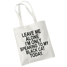 Black Cat Gifts for Cat Lovers Owners - Shopper Tote Bags for Women - Funny Reusable Shopping Bag for Groceries, Gift bags, Book Bag, Travel Bag - 100% Cotton - Leave Me Alone