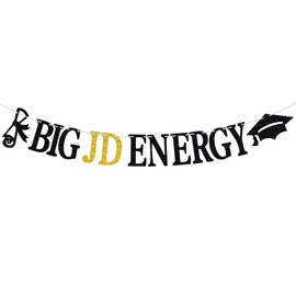 Big JD Energy Banner, Born to Argue/Passed the Bar, Law School Survivor Graduation Party Decorations Supplies, Black and Gold Glitter