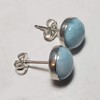 Handmade Natural Larimar 8 mm Sterling Silver Stud Earrings
