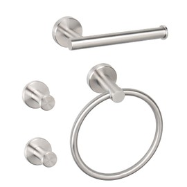 NearMoon 4 Pieces Bathroom Hardware Set, Include Hand Towel Ring, Toilet Paper Holder and 2 Robe Towel Hooks, Stainless Steel Bathroom Accessories Wall Mounted (Brushed Nickel)