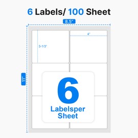 ETIKEZ 3-1/3x4 Shipping Address Labels, Shipping Labels for Laser & Inkjet Printers, Easy to Peel (600 Labels, 100 Sheets)