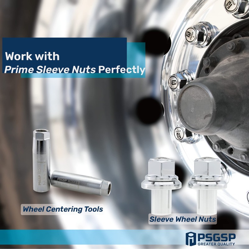 PSGSP Wheel Centering Tool Pair Frosted Chrome with M22x1.5 Internal