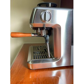 Kafvalubre 54mm Bottomless Portafilter Compatible with Breville Espresso Machine Barista Express, Pro, Touch, Bambino, Infuser, Duo Temp Pro Stainless Steel Naked Portafilter with Filter Basket-Wooden