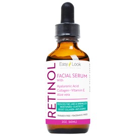 Retinol Serum for Face w/Hydrating Hyaluronic Acid, Collagen, Vitamin E and Aloe vera. Anti-Aging Facial Serum, Tighten Lift Hydrate & Plump All Skin Types, Reduce Fine Line & Wrinkles 2 Fl Oz
