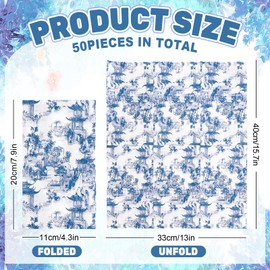 JarThenaAMCS 50 Pcs Blue White Tuscan Guest Napkins Chinoiserie Disposable Napkins Tuscany Pagoda Dinner Hand Paper Napkins for Bathroom Spring Summer Tea Party Table Supplies