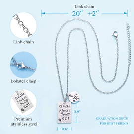 LParkin 2022 College Graduation Gifts Oh The Places You Will Go Necklace, Stainless Steel Graduation Necklace(Places-Go-Necklace)