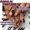 BABALAL Long Square Press on Nails Brown Fake Nails Abstract