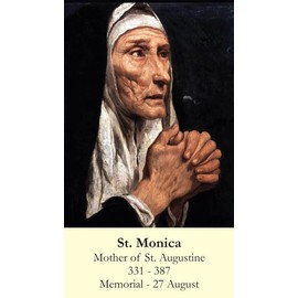 St. Monica LAMINATED Holy Card (5-pack) with Two Free Prayer Cards Included