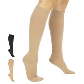 TruCompress Compression Stockings - 15- 20 mmHg for Varicose Veins - Ultra Sheer TED Style Hose for Women and Men - Knee High for Swelling, Soreness, Maternity, Pregnancy and Nurses