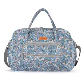 Hanfetch Yarn Storage Organizer, Knitting Crossbody Bag, Large Crochet Bag Tote Gift Yarn Holder Case for Carrying Projects, Knitting Needles, Crochet Hooks and Other Accessories (Flower-Blue)