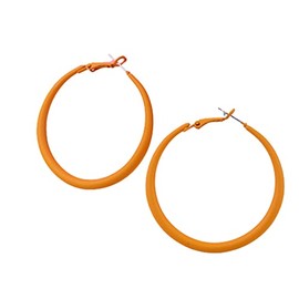 KIFEDSLJ 80s Hoop Earrings - Orange Metal Hoop - Retro Exaggerated Round Hoop Earrings for Women