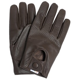 Riparo Women's Genuine Leather Half Mesh Full-Finger Driving Motorcycle Summer Riding Gloves (6.5, Brown)