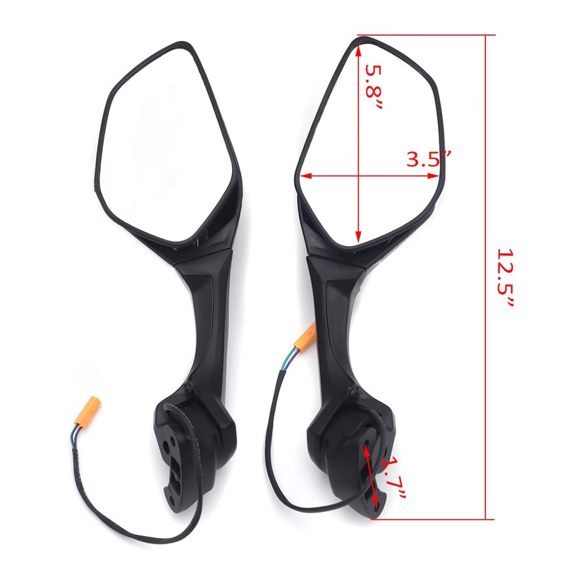HTTMT- Black Rear View Mirrors w/Turn Signals Compatible with Kawasaki
