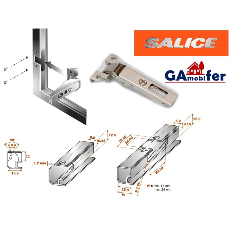 Salice Hinged Door Hinges Foldable for Doors with 105° Opening