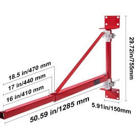 Steel Electric Hoist Support Arm 660 Lbs Max Load Capacity Electric Hoist Holder Swing Arm Pole 180 Degree Hoist FrameDefault: Default