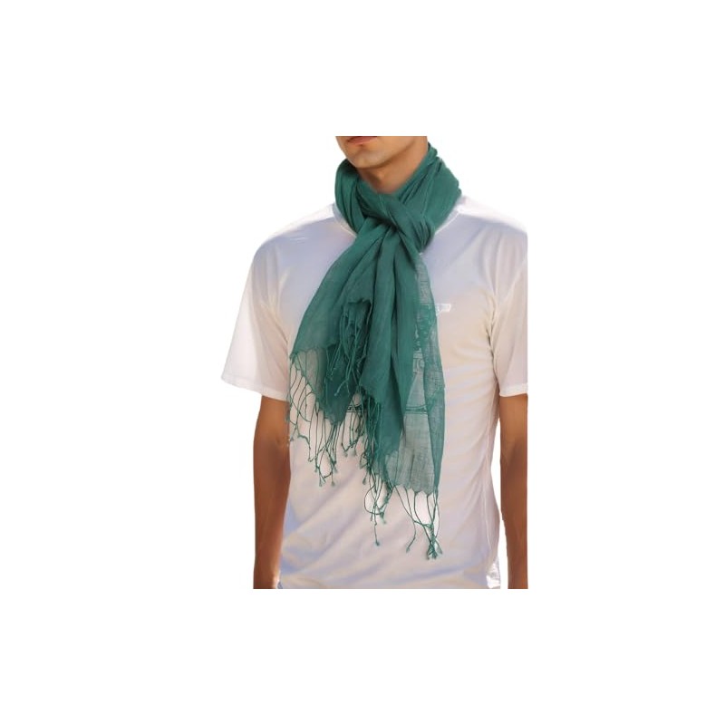 Prettystern Linen Plain Colour Unisex Summer Fringe Scarf, T31 Dark