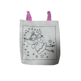 Kids Design Your Own Tote Bag, Canvas Material, Reusable, with Markers (Pink Fairy)