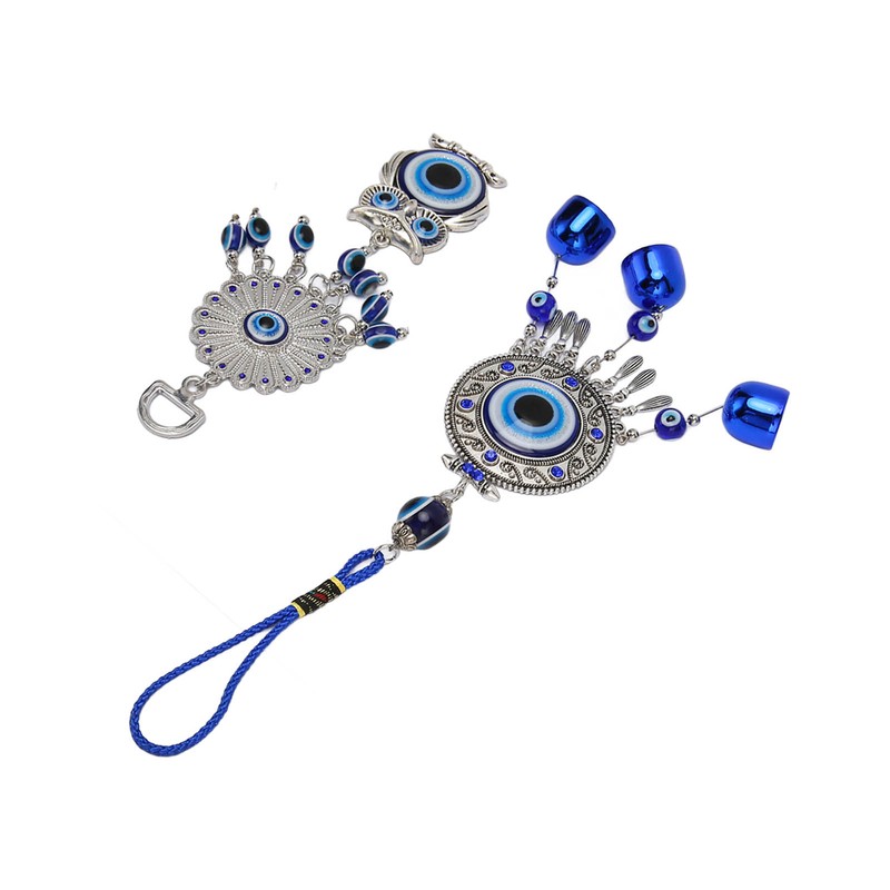 2pcs Blue Eye Owl Ornament Good Luck Attract Wealth Fashionable