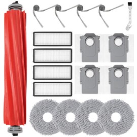 DianSung Accessory set for Roborock QV 35A / QV 35S / QR 798 / QR 598 vacuum cleaner replacement part, 1 main brush, 4 wipes, 4 dust bags, 4 side brushes, 4 filters