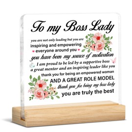 Boss Lady Gifts for Boss Female Thank You Appreciation Boss's Day Christmas Retirement Going Away, to My Boss Lady Acrylic Clear Desk Decorative Sign Decor