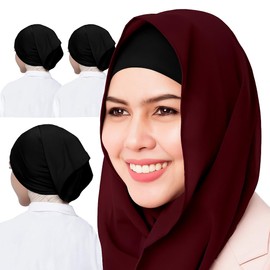 AL Barakeh Pack of 3 Hijab/Underscarf Hijab Hat Turban Headwear for Women Cotton Underscarf Hijab, black