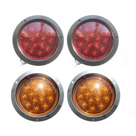 Truck Trailer 2 Red 2 Amber 5" Round LED Flush-Mount Brake Stop Turn Tail BRIGHT Lights 25105 RV
