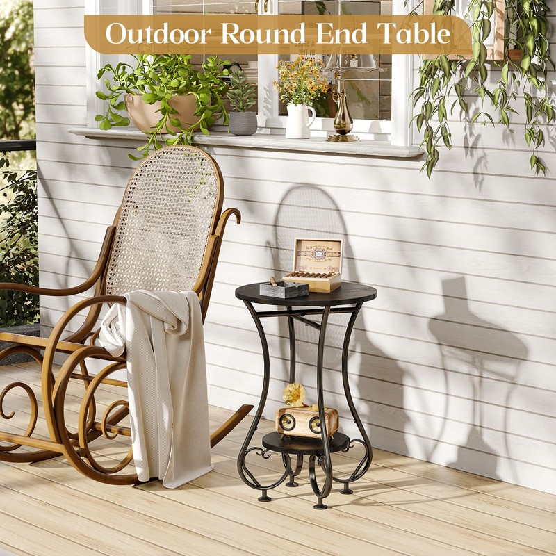 X-cosrack Small Round Side Table,Round End Table for Small Spaces