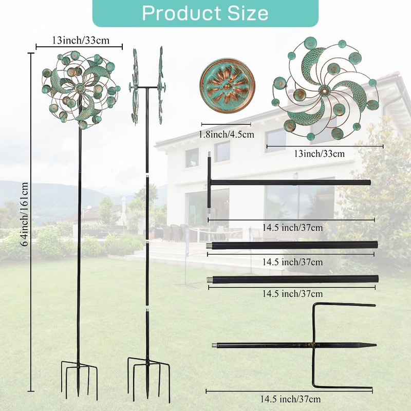 DREAMYSOUL Wind Spinner, Kinetic Wind Spinners Outdoor Metal, Garden Spinner