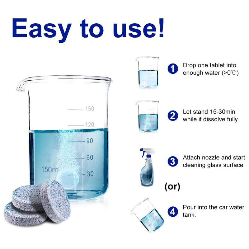 MotorbyMotor Car Windshield Washer Tablet, 100pcs Washer Fluid Tablets, 1