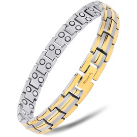 MagnetRX® Ultra Strong Titanium Magnetic Bracelet for Women - Magnetic Titanium Bracelet Length Adjustable with Size Tool Women's Bracelets (Silver & Gold)