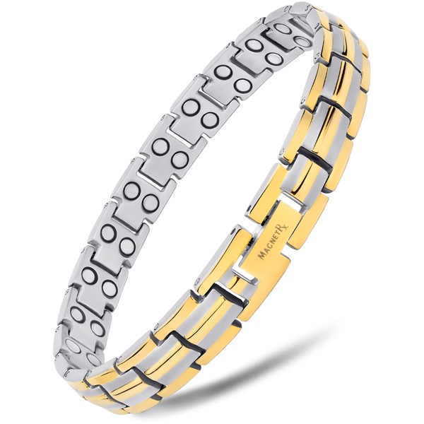 MagnetRX® Ultra Strong Titanium Magnetic Bracelet for Women - Magnetic Titanium Bracelet Length Adjustable with Size Tool Women's Bracelets (Silver & Gold)