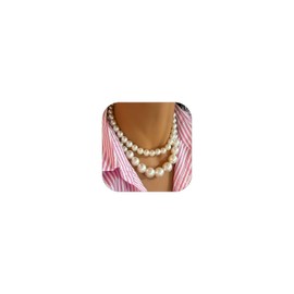 Necklaces for Women Pearl Choker Necklace Multi Strands Choker Gold Necklaces Prom Pearl Choker Necklace Beachy Necklace Elegant Pearl Jewelry Bride for Wedding Birthday Gift