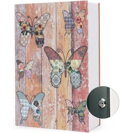 TourKing Diversion Book Safe Storage Box, Dictionary Secret Safe Can with Security Combination Lock/Key, Diversion Book Hidden Safe (Key, Butterfly)