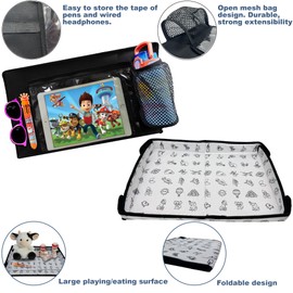 Kids Travel Tray Table Cover, Baby Travel Essentials for Flying, Air Plane Travel Essentials, Airplane Tray Table Cover (Black&White)