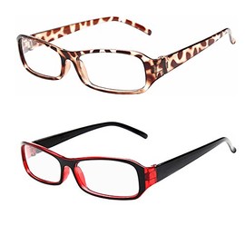FancyG Vintage Inspired Retro Classic Style Rectangle Shape Glasses Frame Clear Lens Eyewear 2 Pieces Color Set20