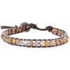 KELITCH Single Wrap Around Leather Bracelet with Crazy Agate Bead