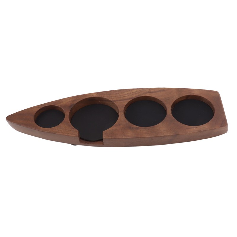 Boat Shape Coffee Tamper Holder Walnut Wood Coffee Distributor Holder