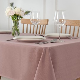 maxmill Rectangle Slubby Textured Tablecloth Waterproof Spillproof Wrinkle Free Table Cloth, Kitchen Dining Room Decoration, Fabric Table Cover for Holiday Party Dinner, 52 x 70 Inch, Dusty Pink