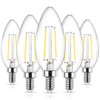 Ascher E12 LED Classic Candelabra Clear Light Bulbs 4W, Equivalent